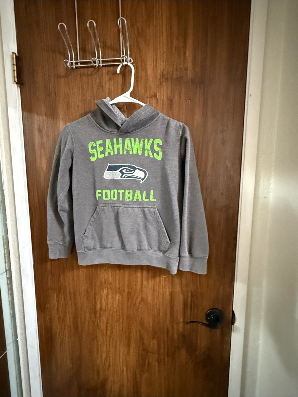 NFL Gray Kids Hoodie with Neon Green Seahawks Logo